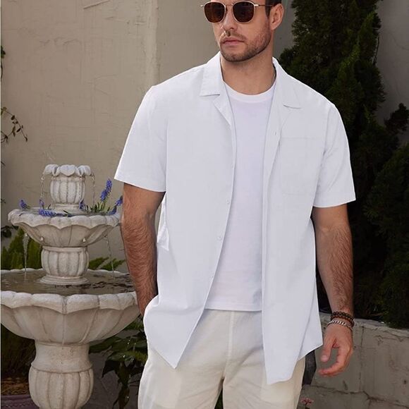 Men’s Linen Button Down Shirt - Picture 1 of 4